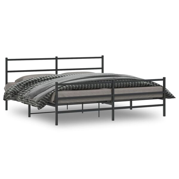 vidaXL Bedframe met hoofd- en voeteneinde&nbsp;metaal zwart 200x200 cm