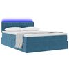 vidaXL Opbergbed met LED met matras Donkerblauw 140 x 200 cm Fluweel