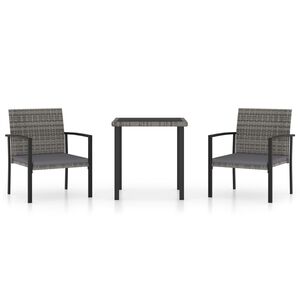 vidaXL 3-delige Tuinset poly rattan grijs