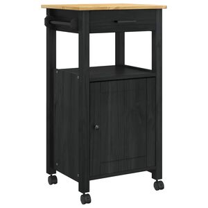 vidaXL Keuken Trolley MONZA Zwart 48 x 40 x 88,5 cm Massief Vurenhout