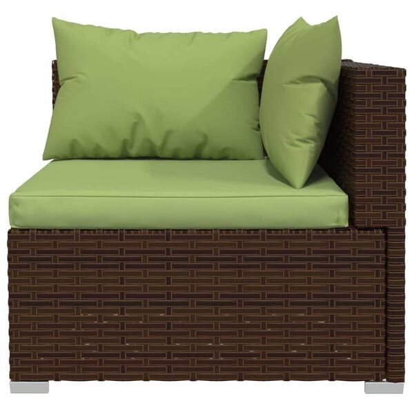 vidaXL 11-delige Loungeset met kussens poly rattan bruin