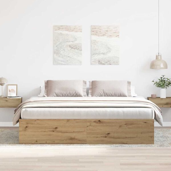 vidaXL Bedframe zonder matras 200x200 cm spaanplaat artisanaal