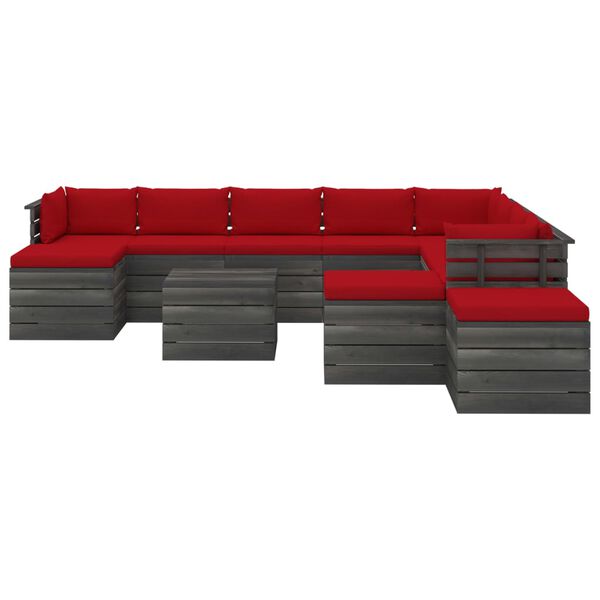 vidaXL 12-delige Loungeset met kussens pallet massief grenenhout