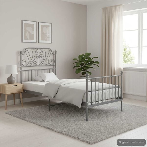 vidaXL Bedframe metaal grijs 90x200 cm