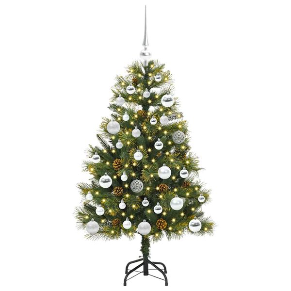 vidaXL Kunstmatige Scharnier Kerstboom met Cones Groen 120 cm