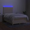 vidaXL Boxspring met matras en LED stof cr&egrave;mekleurig 120x190 cm