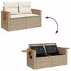 vidaXL 11-delige Tuinset met kussens poly rattan acacia beige