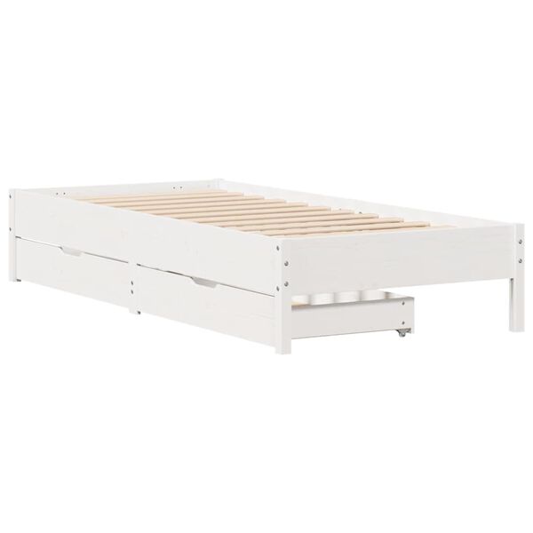 vidaXL Bedframe zonder matras massief grenenhout wit 75x190 cm