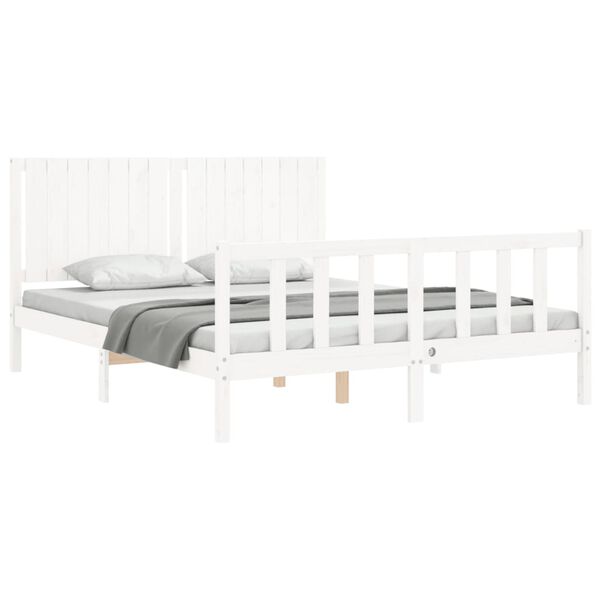 vidaXL Bedframe zonder matras massief grenenhout wit 160x200 cm