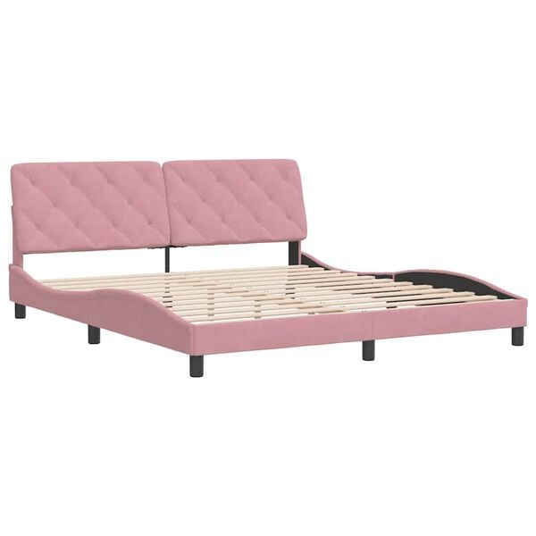 vidaXL Bedframe zonder matras fluweel roze 180x200 cm