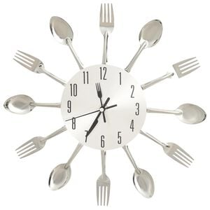 vidaXL Wandklok lepel-en-vork 31 cm aluminium zilverkleurig
