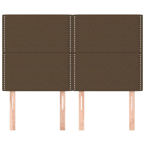 vidaXL Hoofdbord donkerbruin 144x5x118/128 cm stof