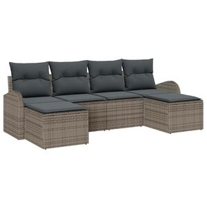 vidaXL Tuin Sofa Set met kussen 6 pcs Grijs Poly Rattan