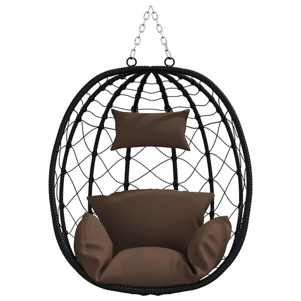 vidaXL Hangende ei-stoel Koffiebruin 91.5 x 60 x 110 cm poly rattan