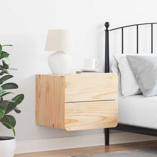 vidaXL Nachtkastje met lade Bruin 39 x 34 x 33 cm Massief grenenhout