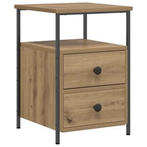 vidaXL Nachtkastje 34x35,5x50 cm bewerkt hout artisanaal eikenkleurig