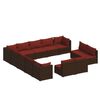 vidaXL 13-delige Loungeset met kussens poly rattan bruin