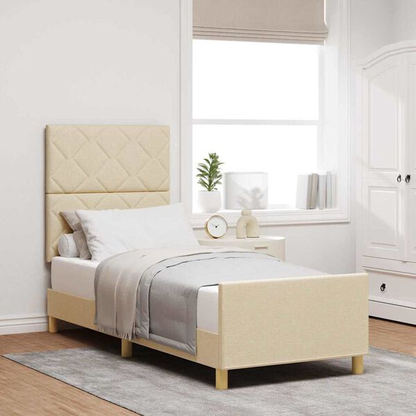 vidaXL Bedframe met hoofdeinde Cr&egrave;me 80 x 200 cm Stof