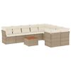 vidaXL 10-delige Loungeset met kussens poly rattan beige