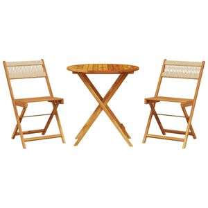vidaXL 3-delige Bistroset polypropeen en massief hout beige