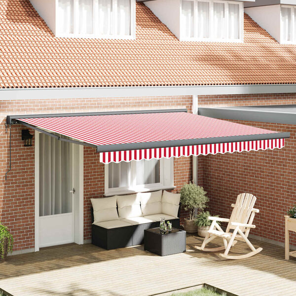 vidaXL Markies Rood en Wit 400 &times; 300 cm Polyester en Aluminium