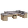 vidaXL 11-delige Tuinset met kussens poly rattan beige