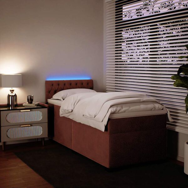 vidaXL Boxspring met matras fluweel roze 80x200 cm