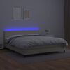 vidaXL Boxspring met matras en LED kunstleer cr&egrave;mekleurig 180x200 cm