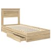vidaXL Opslag bed met hoofdeinde Sonoma Eiken 90 x 200 cm Bewerkt hout