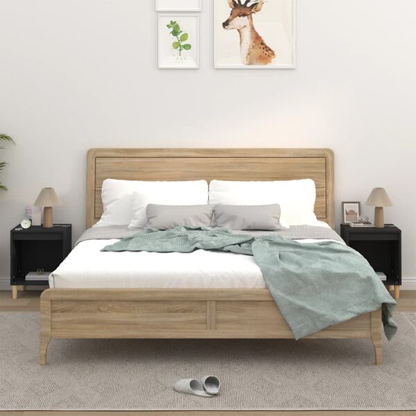 vidaXL Nachtkastjes 2 st 40x35x50 cm zwart