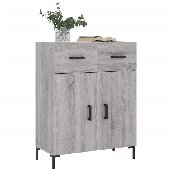 vidaXL Dressoir 69,5x34x90 cm bewerkt hout grijs sonoma eikenkleurig