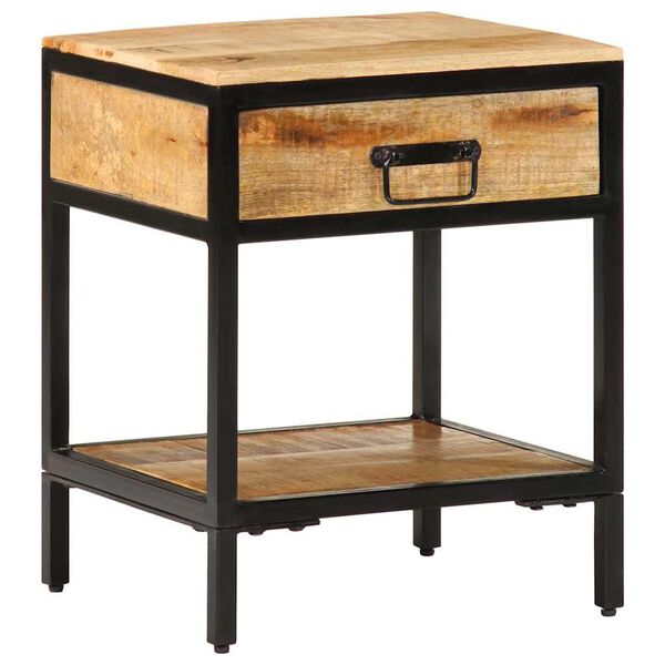 vidaXL Nachtkastje met lade Bruin 40 x 35 x 50 cm Massief mangohout