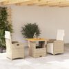 vidaXL 3-delige Tuinset met kussens poly rattan beige