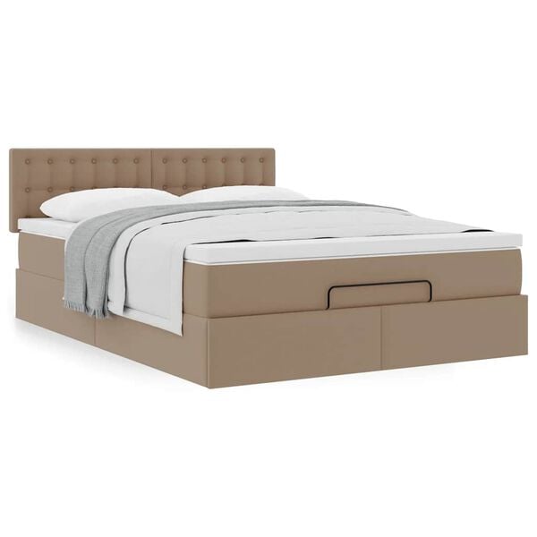 vidaXL Ottoman bed met matras 140x190cm kunstleer cappuccinokleurig