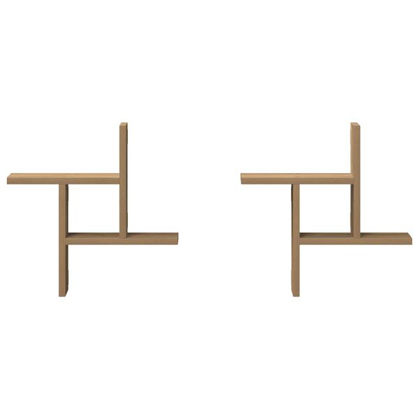 vidaXL Wandschappen 2 st 38x12x38 cm bewerkt hout artisanaal eiken