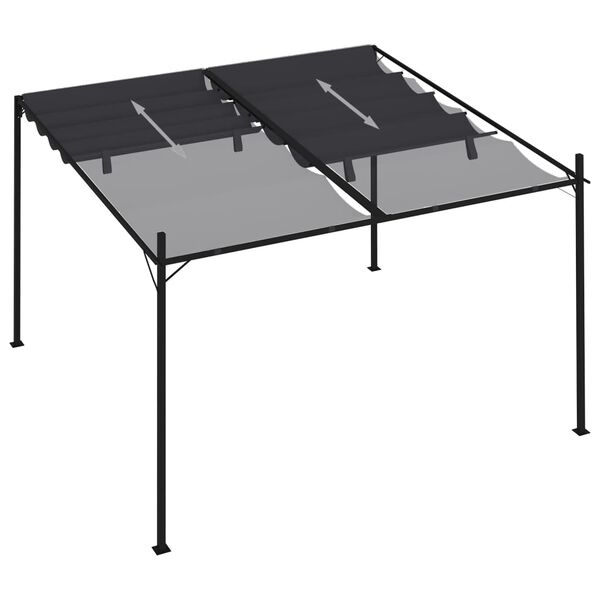 vidaXL Prieel met uittrekbaar dak 300x300x233 cm antracietkleurig