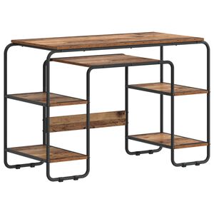 vidaXL Bureau met opbergruimte Oud hout 113.5 x 52 x 75.5 cm