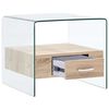 vidaXL Salontafel met lade 50x50x45 cm gehard glas