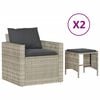 vidaXL 4-delige Loungeset met kussens poly rattan lichtgrijs