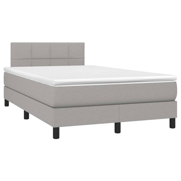 vidaXL Boxspring met matras stof lichtgrijs 120x190 cm