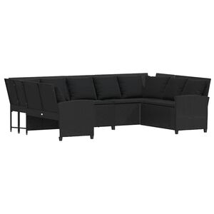 vidaXL Tuinbank met kussens poly rattan zwart