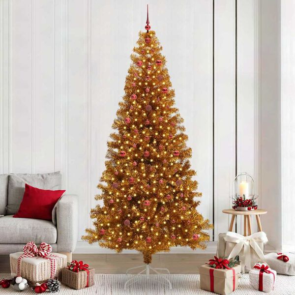 vidaXL Kerstboom met 300 LED met standaard Goud 240 cm PET