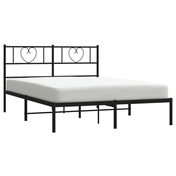 vidaXL Bedframe met hoofdbord metaal zwart 160x200 cm