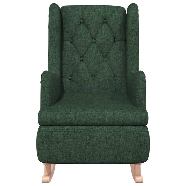 vidaXL Fauteuil met massief rubberwood schommelpoten stof donkergroen