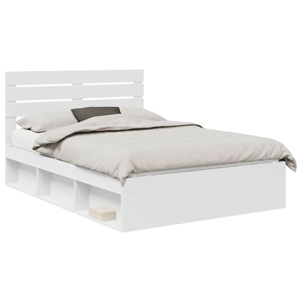vidaXL Bedframe met hoofdeinde Wit 160 x 200 cm Massief grenenhout