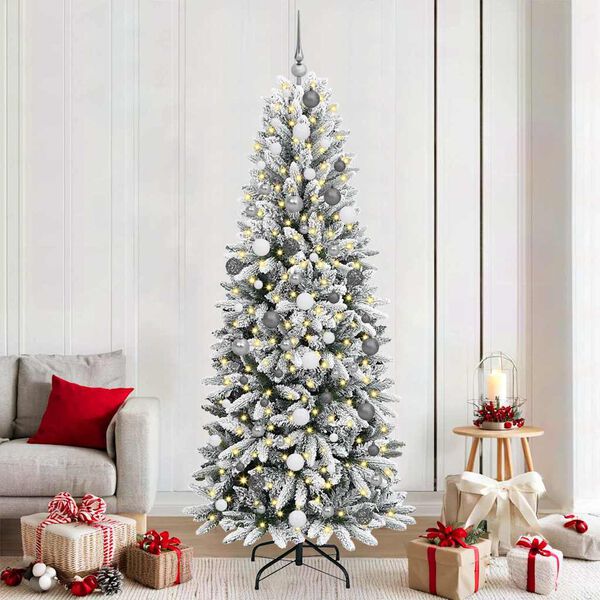 vidaXL Kunstkerstboom Wit 210 cm PVC en Plastic en Staal en PE