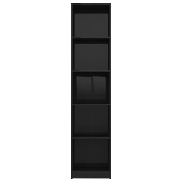vidaXL Boekenkast 5 schappen 40x24x175 cm bewerkt hout hoogglans zwart