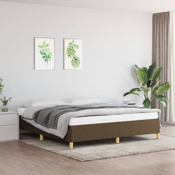 vidaXL Boxspring bed stof donkerbruin 160x200 cm