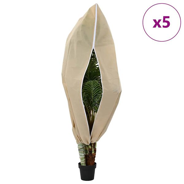 vidaXL Vorstbescherming Plantenfleece Covers 5 pcs Beige 1,55 x 1 m