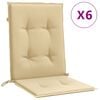 vidaXL Stoelkussens 6 st lage rug 100x50x4 cm stof gem&ecirc;leerd beige